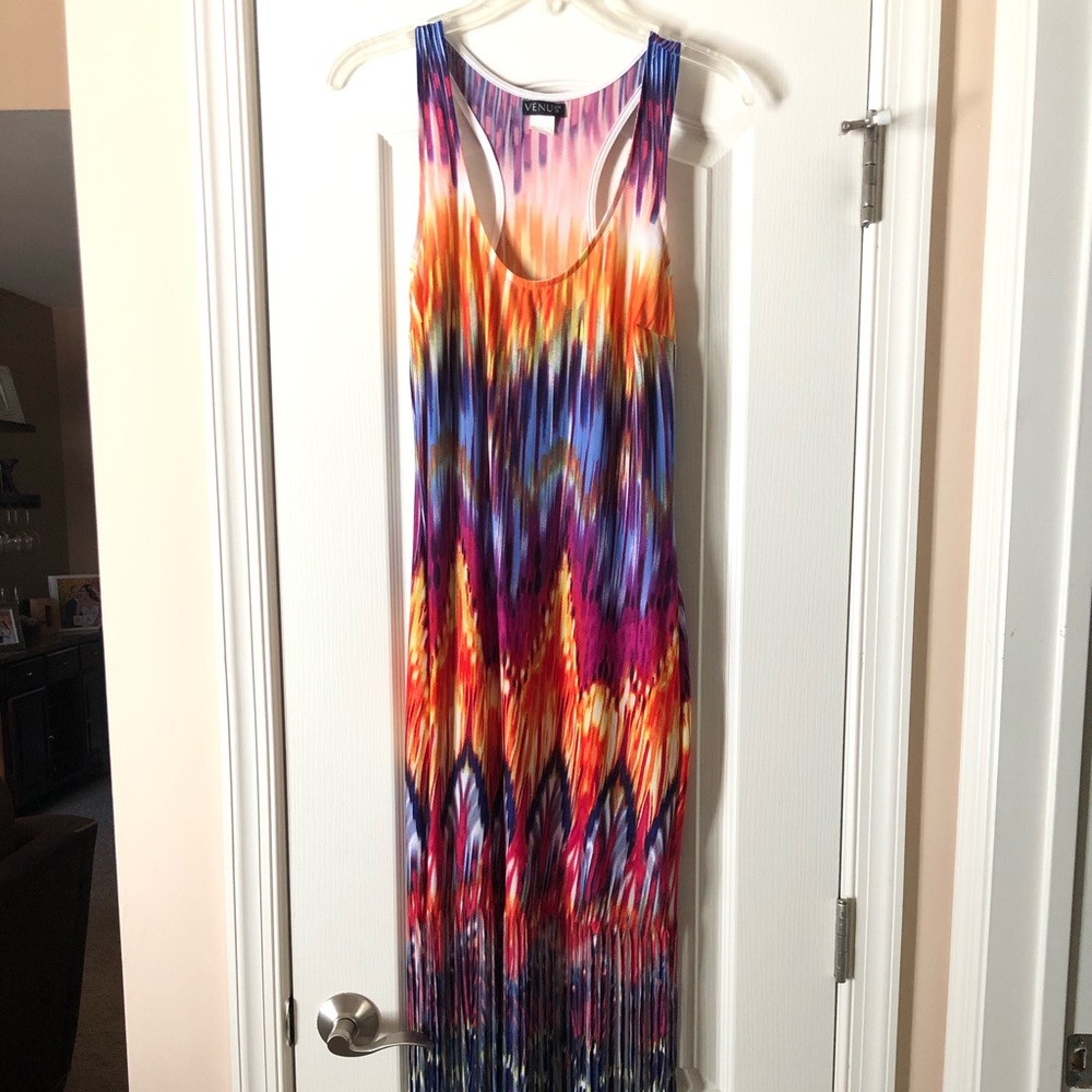 Racerback maxi dress with fringe bottom